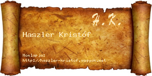 Haszler Kristóf névjegykártya